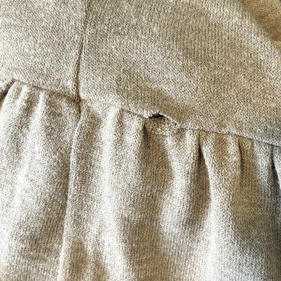 Zara Knit Mock Neck Tiered Peasant Style Brown Puff Sleeve Midi Dress Size Large - Picture 5 of 7